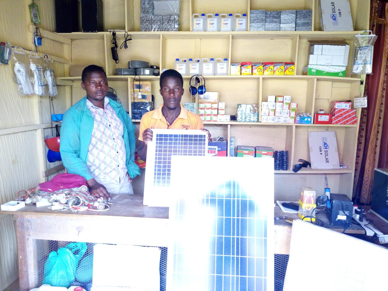 Solar shop in Ishaka owned by previous students of the program